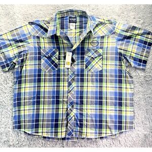 Wrangler Wrancher Blue Yellow Green Plaid Pearl Snap Shirt Size 3X Big NWT